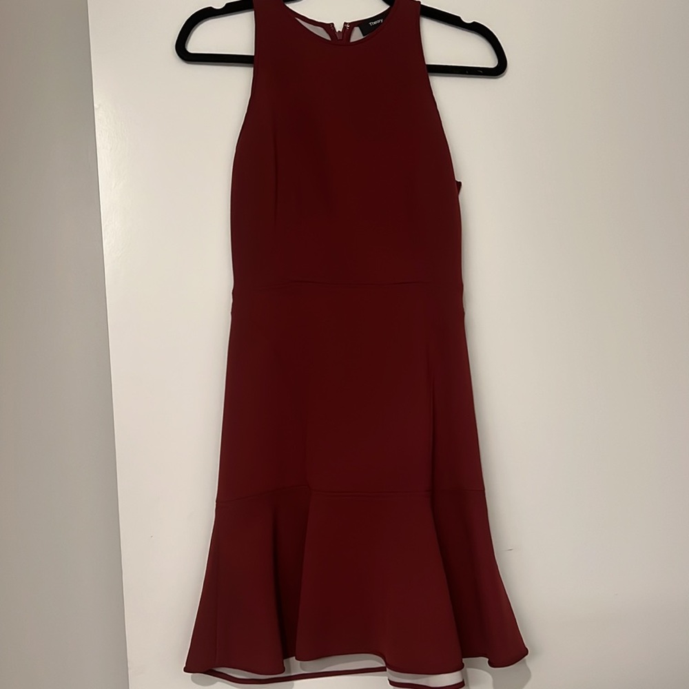 Theory Marroon Sleevless Short Mini Dress
